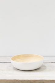 White Pressed Bamboo Lacquer Shallow Bowl