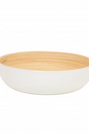 White Pressed Bamboo Lacquer Shallow Bowl
