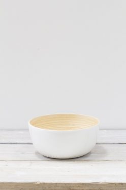 White Lacquer Bamboo Salad Bowl